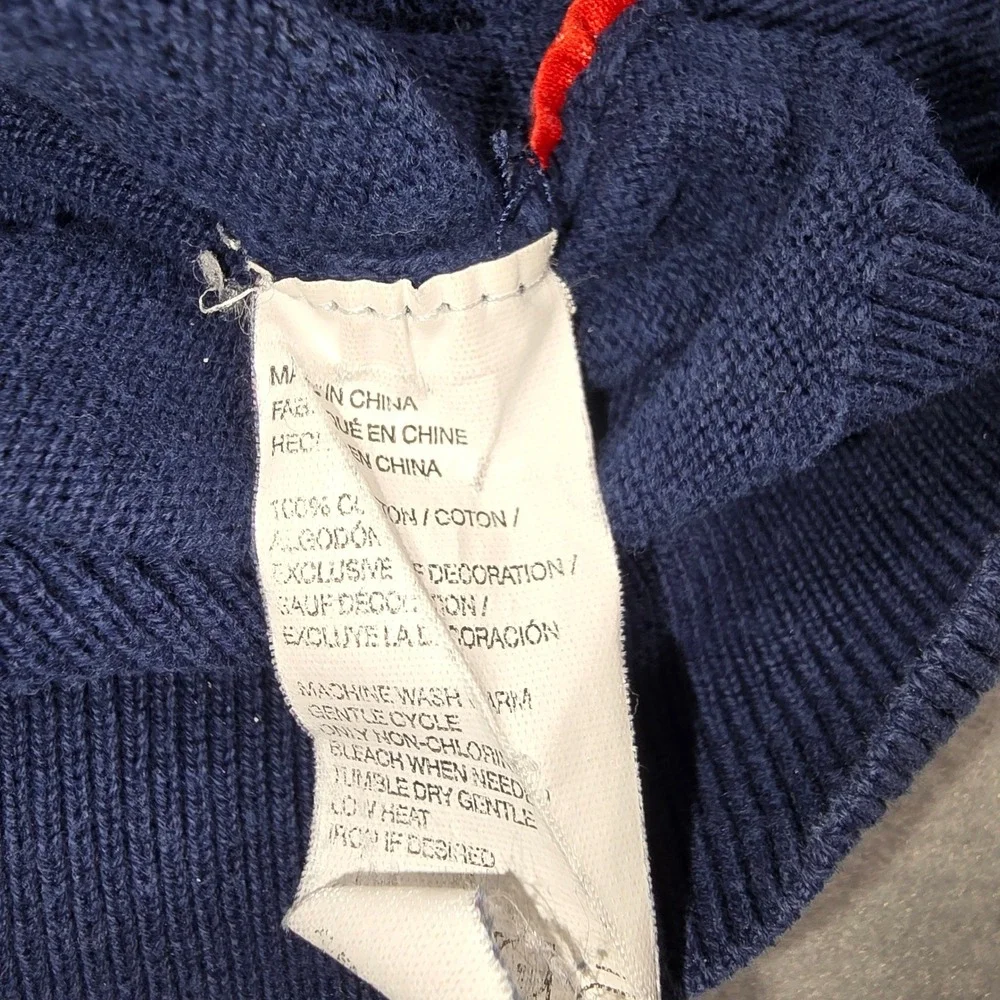 IZOD Mens Large Blue Sweater V-Neck Pullover Long Sleeve Cotton Knit